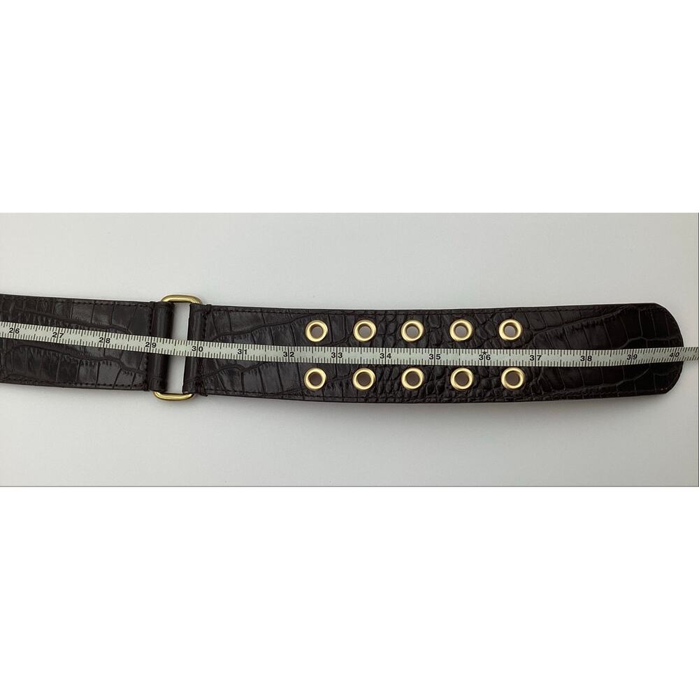 Ralph Lauren belt wide, croc-embossed leather gold-tone double-prong hardware M - Picture 8 of 9